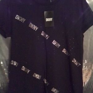 DKNY Black T-Shirt with Silver Logo